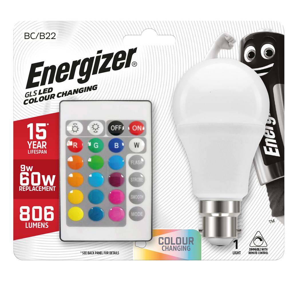 Energizer (60W) LED Remote Control Colour Changing GLS Lamp