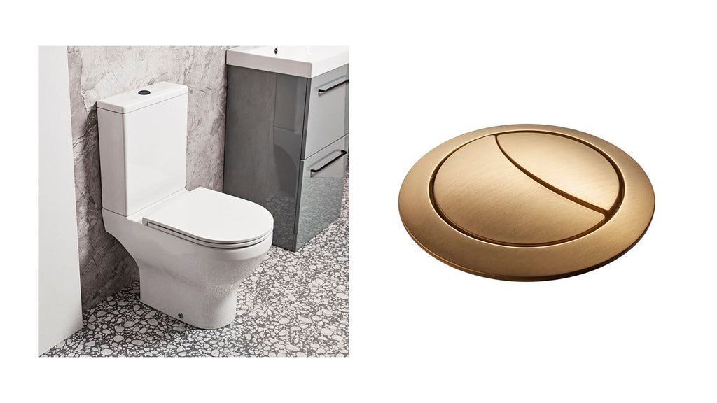 Micra Evo Rimless, Closed Coupled, Brass Flush Button