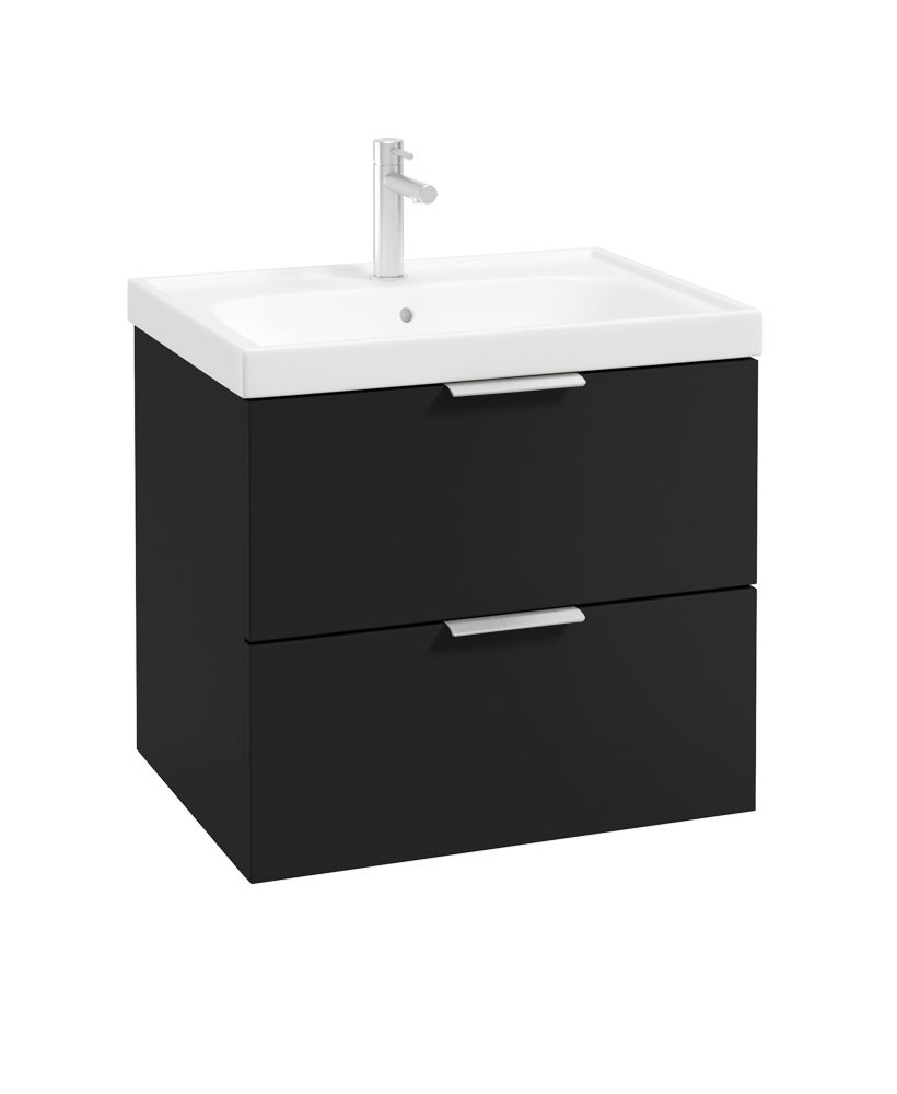 Stockholm 60cm Vanity Unit Matt Black - Chrome Handles *Special