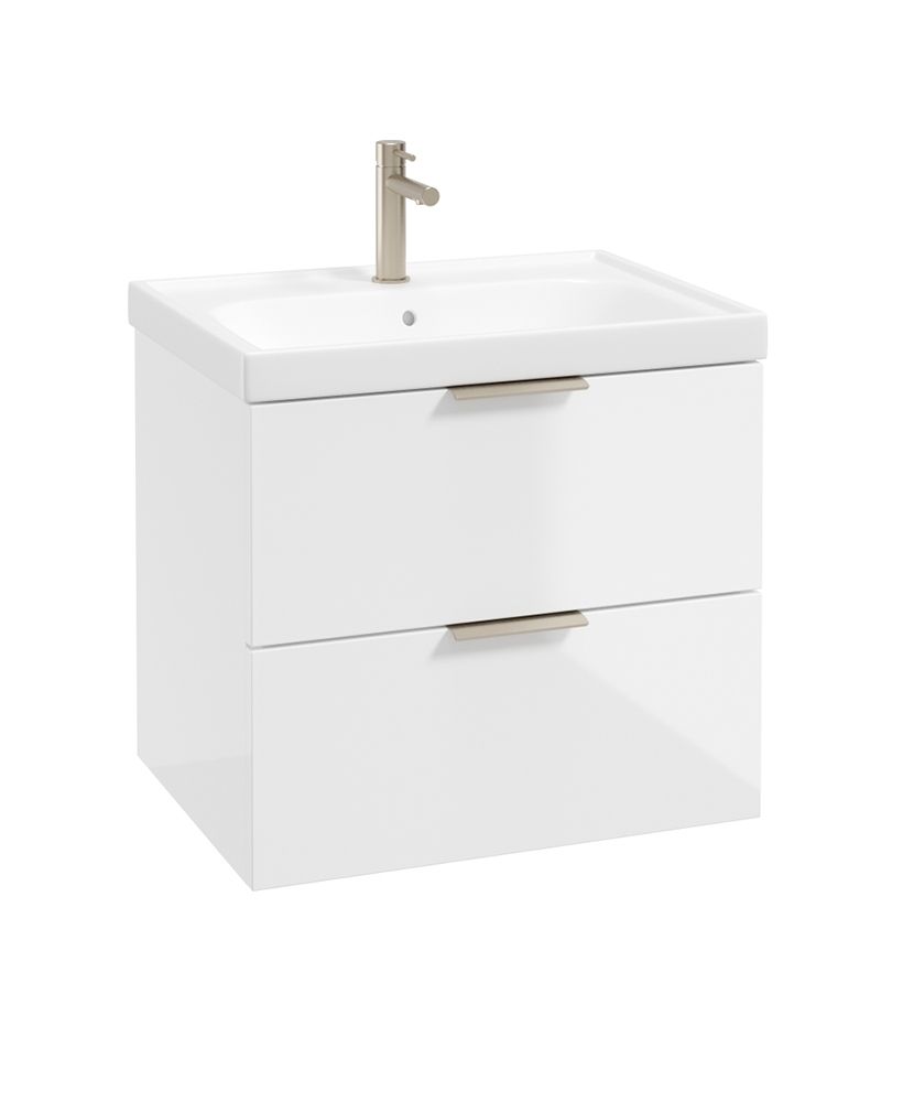 Stockholm Gloss White 60cm Vanity Unit - Nickle Handles *Special