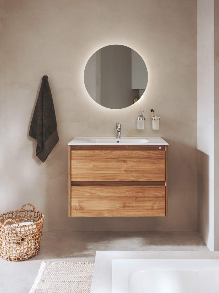 Roca Tenet 600mm Walnut Vanity Unit & Basin