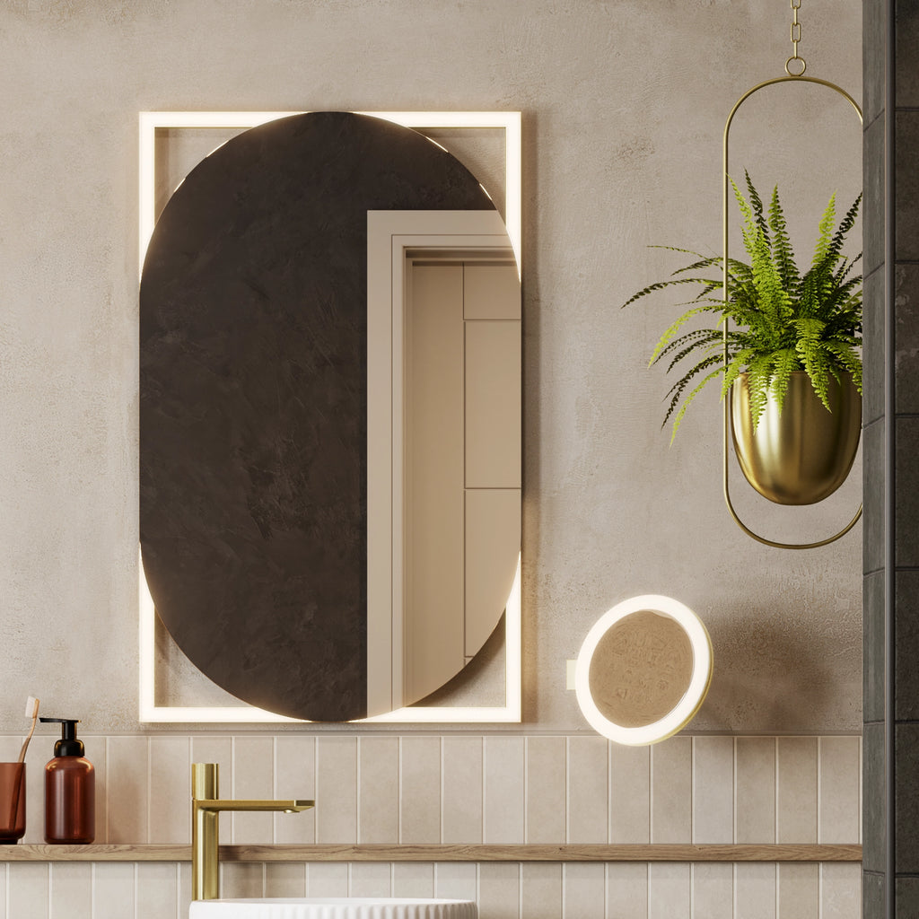 Rubin LED Mirror - Brushed Brass 60cm