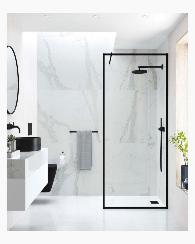 AYO 8mm Framed Shower Wall Matt Black
