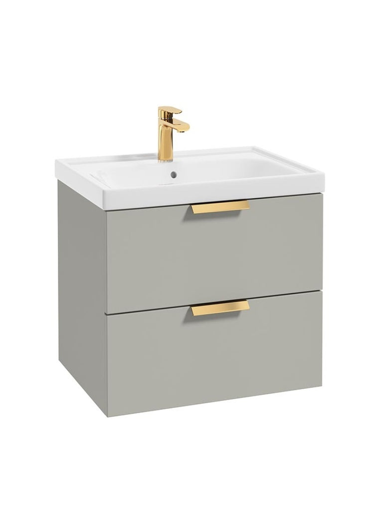 Stockholm Arctic Grey Matt 60cm Vanity Unit - Brushed Gold Handle