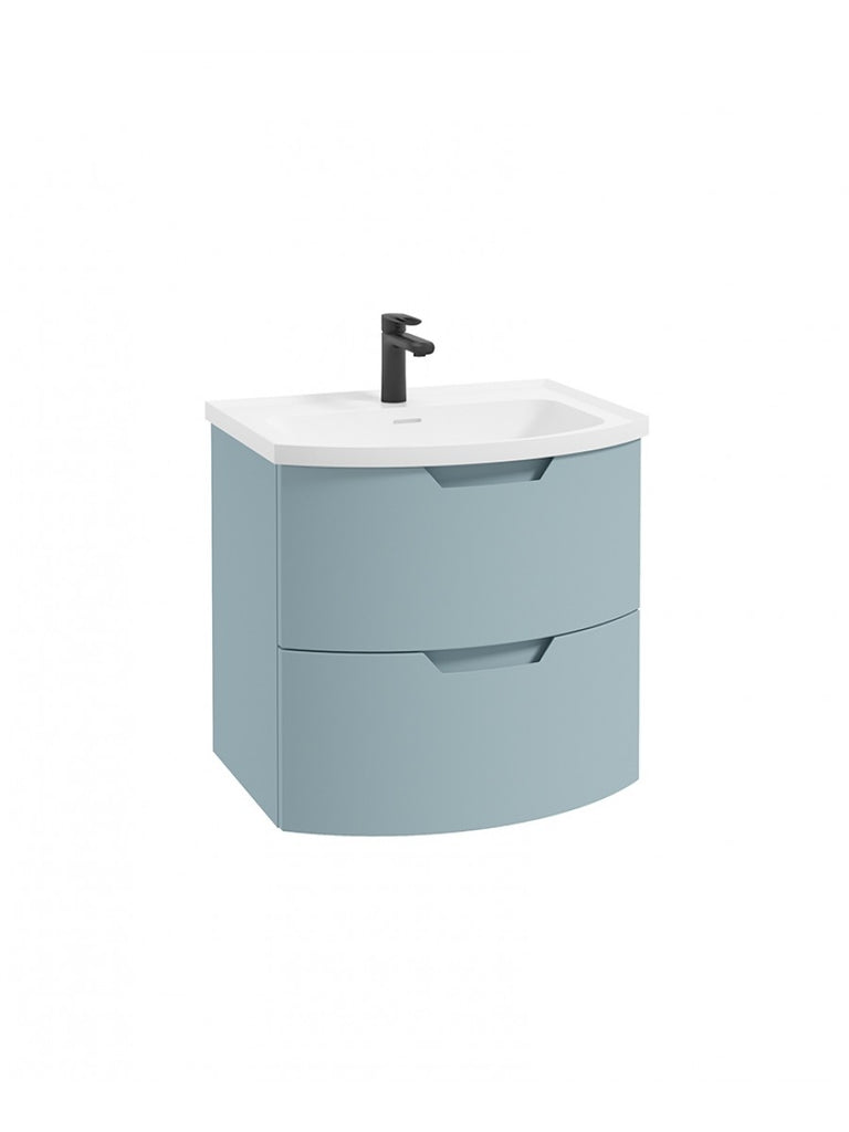 Arc 60cm 2 Drawer Wall Hung Vanity Matt Morning Sky Blue- Matt Basin