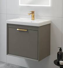 Fjord 50 Vanity Unit & Basin Khaki with 3 colour handle options