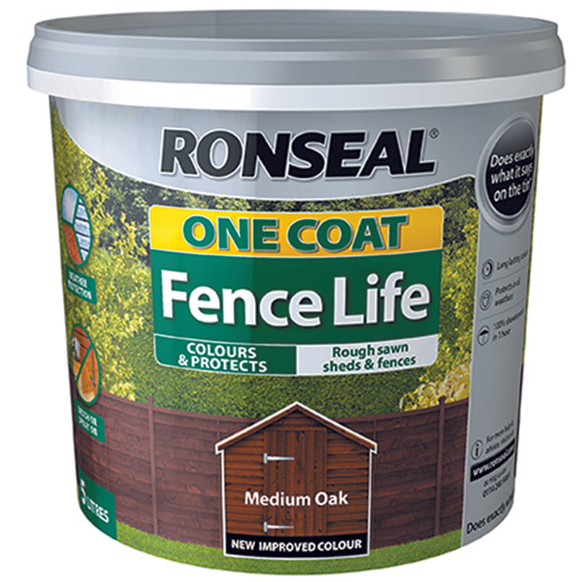 One Coat Fence Life 5L Medium Oak "Collection Only"