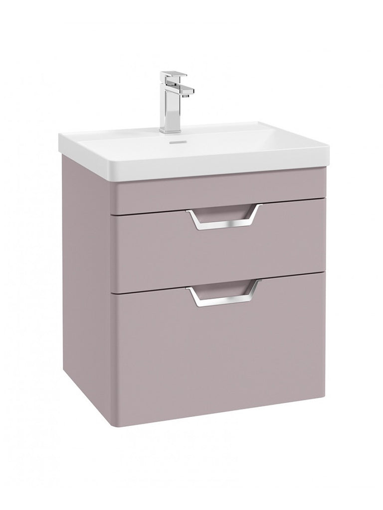 Freya 60cm Wall Hung Vanity Unit Cashmere Pink-Chrome Handle