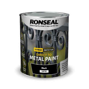 Ronseal Direct to Metal Paint Black Satin 750ml "Collection Only"