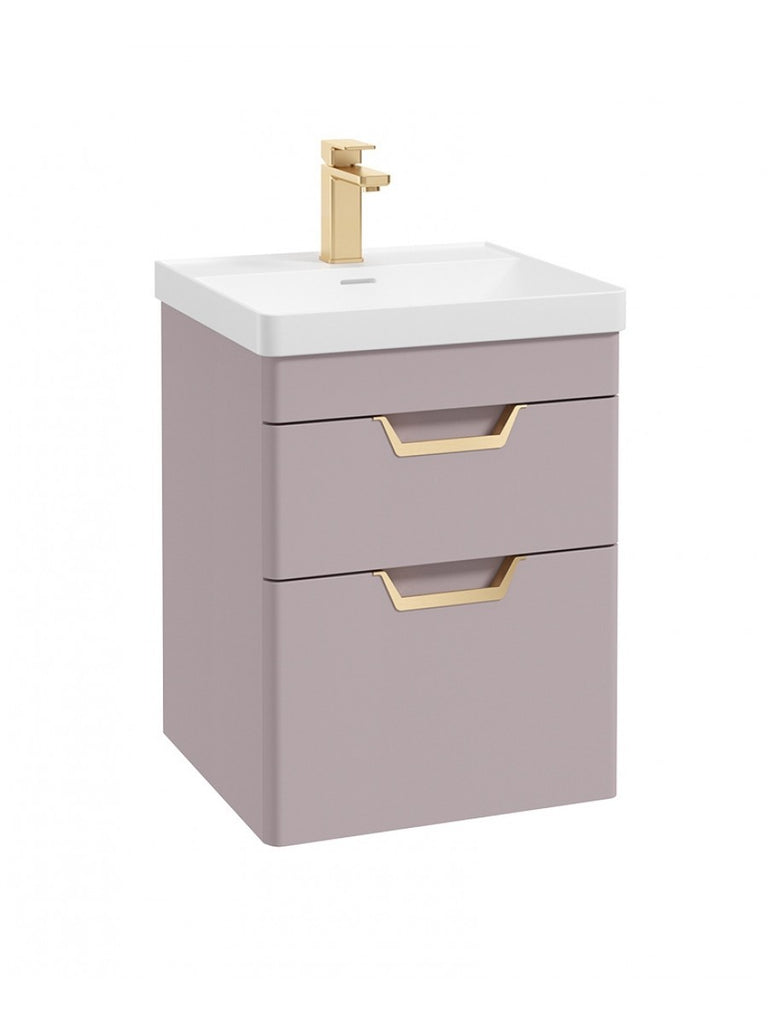 Freya 50cm Wall Hung Vanity Unit Cashmere Pink-Gold Handle