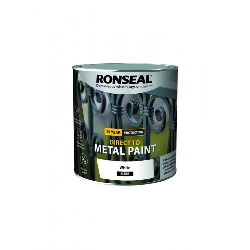 Ronseal Direct to Metal Paint White Gloss 2.5L "Collection Only"