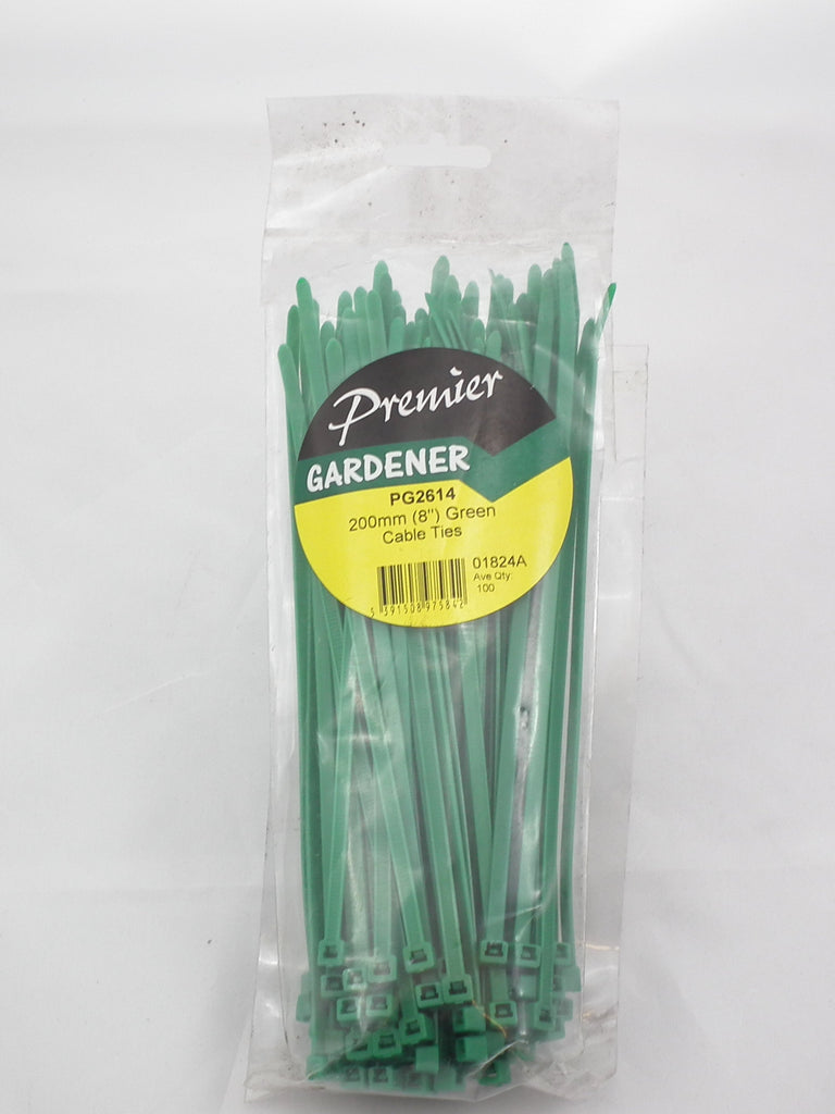 Premier 100 PCE 200MM (8") Green Cable Ties