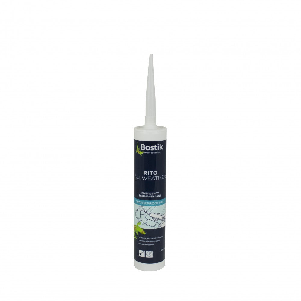 Bostik Rito All Weather Sealant. Available in clear, black, brown and white.