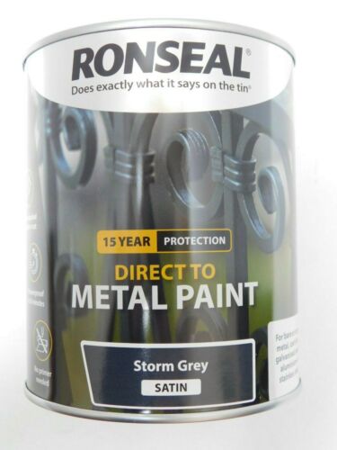 Ronseal Direct to Metal Paint Storm Grey Satin 750ml "Collection Only"