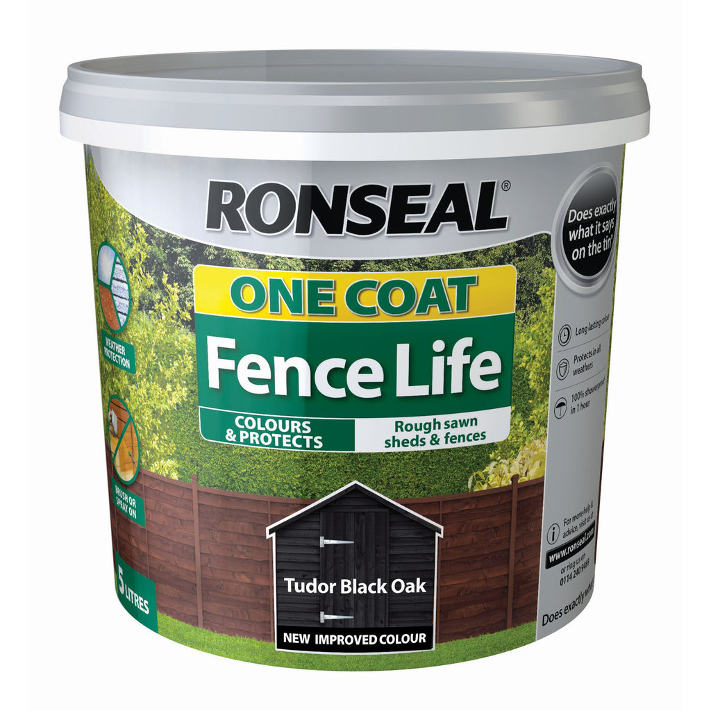 Ronseal One Coat Fence Life 5 Litre Tudor Black "Collection Only"